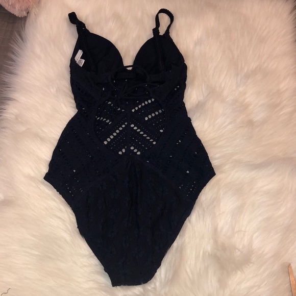 Robin Piccone Clarissa Crochet One Piece Swim Navy - Picture 5 of 8
